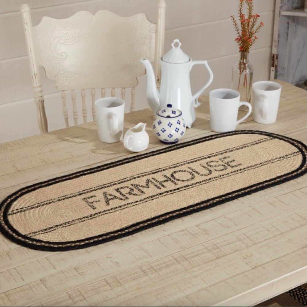 Farmhouse Jute Braided Table Runner Charming Cottagecore Modern Country Rustic